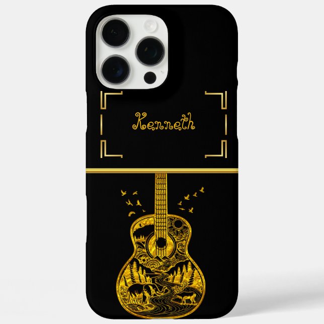 Gold Guitar Artistry Captures Nature and Music Case-Mate iPhone Case (Back)