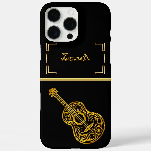 Gold Guitar Artistry Showcases Intricate Design Case-Mate iPhone Case (Back)