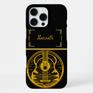 Gold Guitar Artistry Showcases Musical Elegance iPhone 16 Pro Max Case