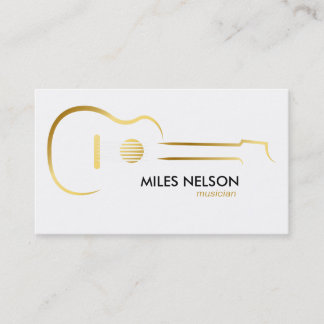 Gold Guitar Modern Logo Illustration Music Business Card