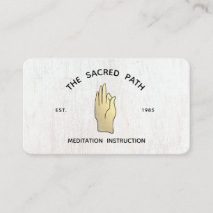 Gold Gyan Mudra Hand Meditation Teacher Square B Business Card