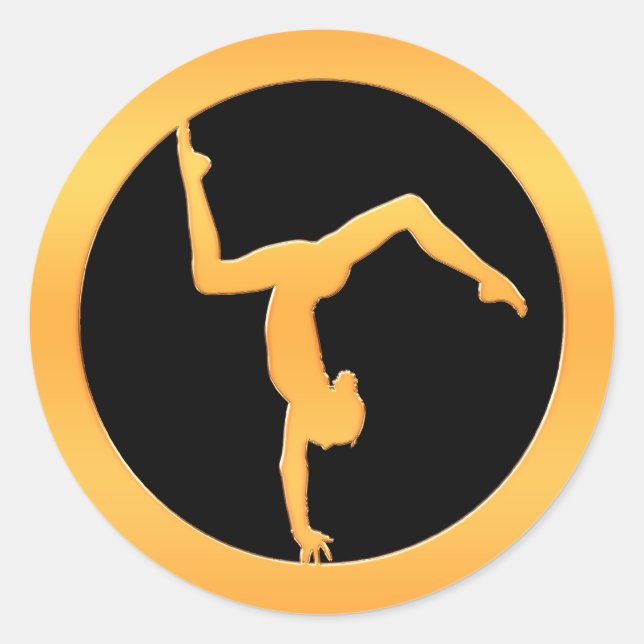 Gold Gymnast Classic Round Sticker (Front)