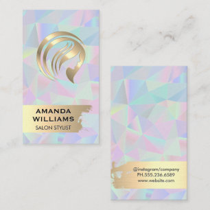 Gold Hair Logo   Iridescent Metallic Geometric  Business Card