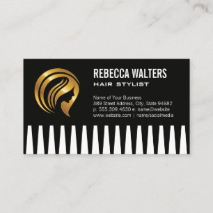 Gold Hair Logo Womens Beauty Business Card