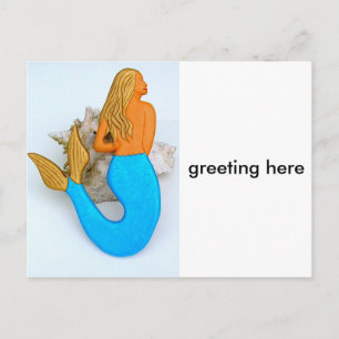 gold haired mermaid postcard