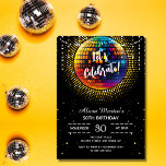Gold Halftone Disco Ball Let's Celebrate Birthday Invitation<br><div class="desc">Colourful mirror disco ball with gold halftone effect dance party birthday invitation. Perfect for men's and women's birthday parties.</div>
