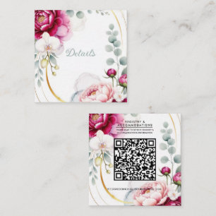 Gold Halo Garden Peonies & Orchids Floral Wedding  Square Business Card