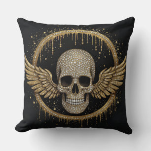 ☠️ Gold Halo Skull Emblem For Dark Style Gifts 💎 Cushion