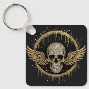 ☠️ Gold Halo Skull Emblem For Dark Style Gifts 💎 Key Ring