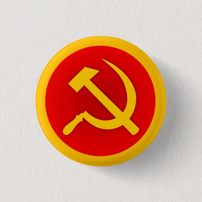 Gold Hammer and Sickle Pin w/Gold Border (Front)