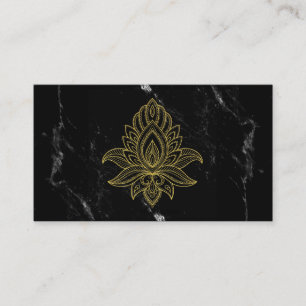 ~ Gold Hamsa Black White Marble Sacred Business Card