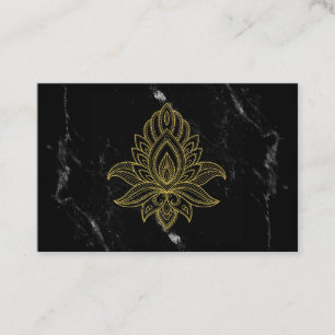 ~ Gold Hamsa White Black Marble Sacred Abstract Business Card