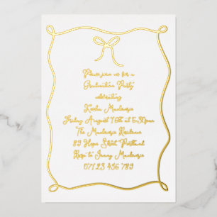 Gold Hand Drawn Bow Photo Graduation Party