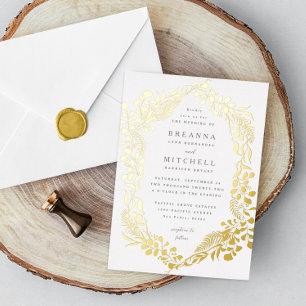 Gold Hand-drawn Fern Eucalyptus Wedding