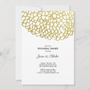 Gold Hand-drawn Petal Pattern Rehearsal Wedding Invitation