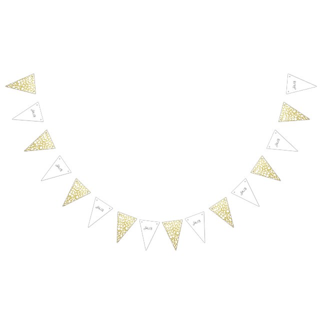 Gold Hand-drawn Petal Pattern Wedding Bunting (All)