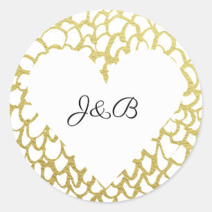 Gold Hand-drawn Petal Pattern Wedding Classic Round Sticker