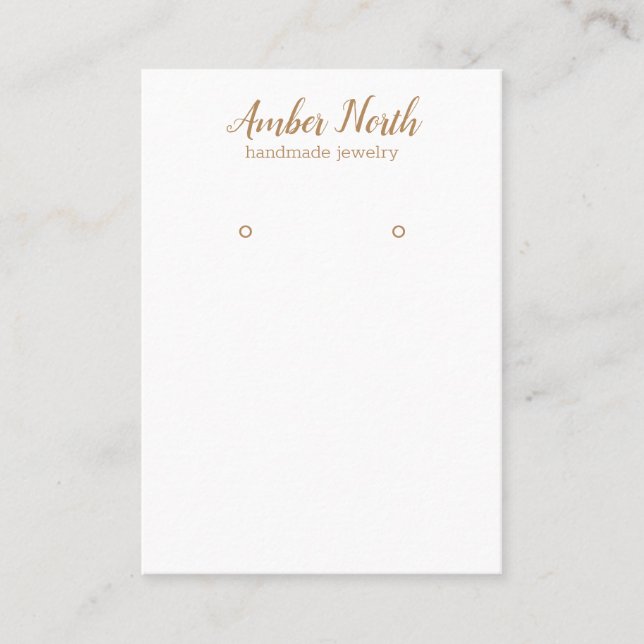 Gold Hand Written Calligraphy  Earring Display Business Card (Front)