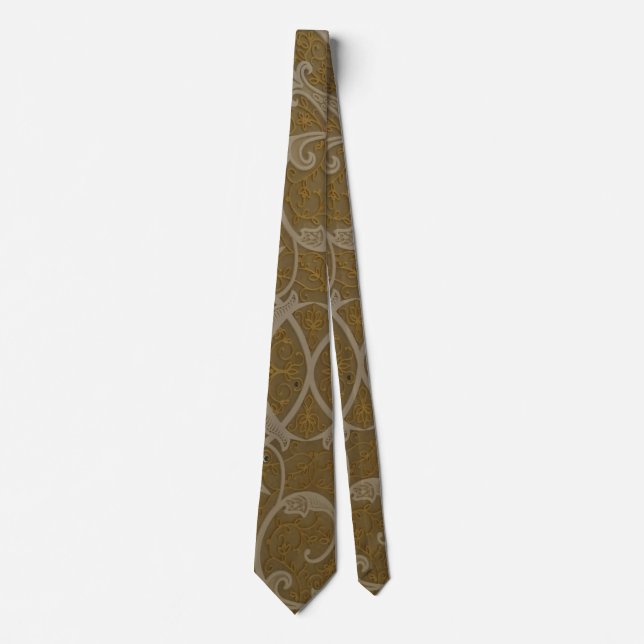 Gold Handcrafted Motif Tie (Front)