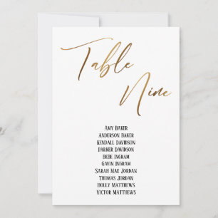 Gold Handwriting Table Nine Seating Chart