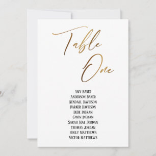 Gold Handwriting Table One Seating Chart Card