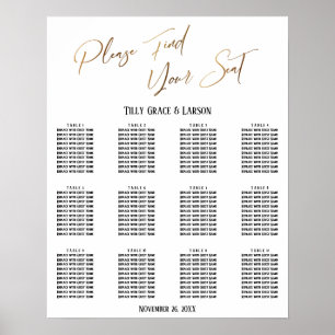 Gold Handwriting Wedding Reception Seating Chart