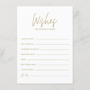 Gold Handwriting Wishes for the Bride and Groom Enclosure Card