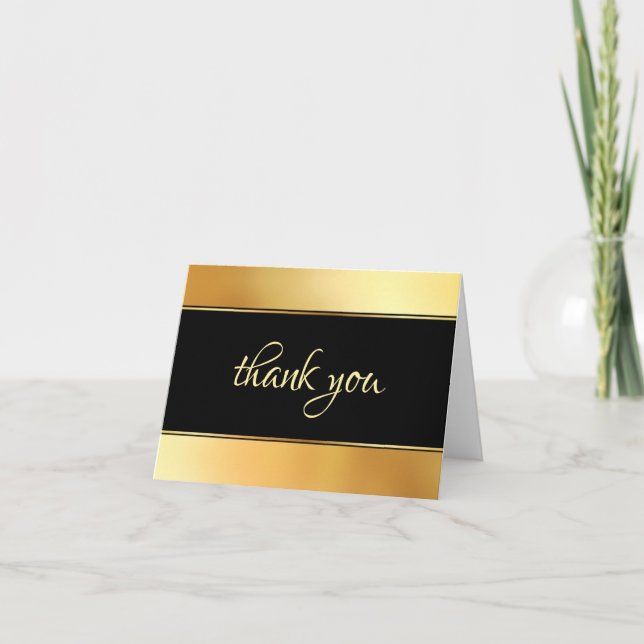 Gold Handwritten Hand Script Thank You Template (Front)