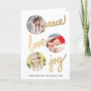 Gold Handwritten Holidays 3 Photo Collage Card