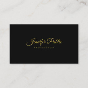 Gold Handwritten Script Elegant Simple Black Plain Business Card