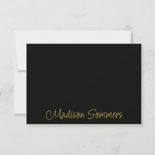 Gold Handwritten Script Flat Note Card