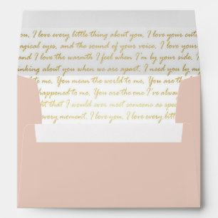 Gold Handwritten Script Love Letter Inside Lined Envelope