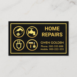 Gold Handyman Tools Border Business Card