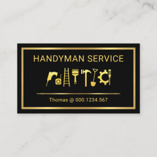Gold Handyman Tools Border Frame Business Card