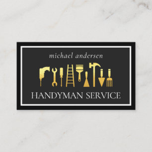 Gold Handyman Tools Frame Business Card