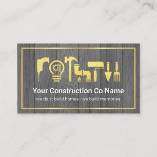 Gold Handyman Tools Frame On Timber Business Card