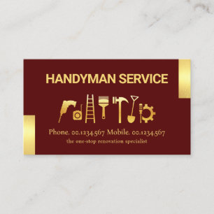 Gold Handyman Tools With Gold Tabs Business Card