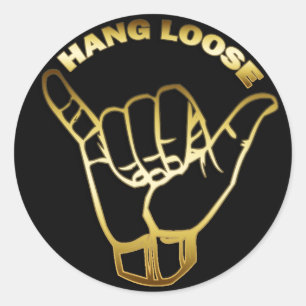 GOLD HANG LOOSE SIGN CLASSIC ROUND STICKER
