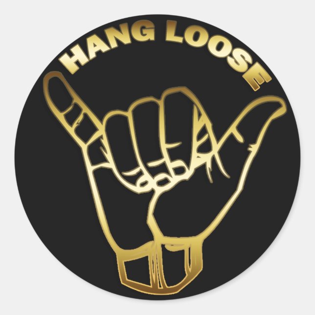 GOLD HANG LOOSE SIGN CLASSIC ROUND STICKER (Front)