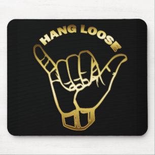GOLD HANG LOOSE SIGN MOUSE PAD