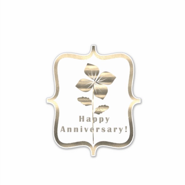 Gold Happy Anniversary Sticker (Front)