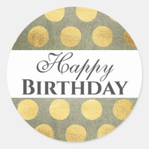 Gold Happy Birthday Classic Round Sticker