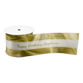 Gold "Happy Birthday"  or Any Occasion, Anyone Satin Ribbon