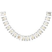 Gold Happy Birthday Winter bunting banner