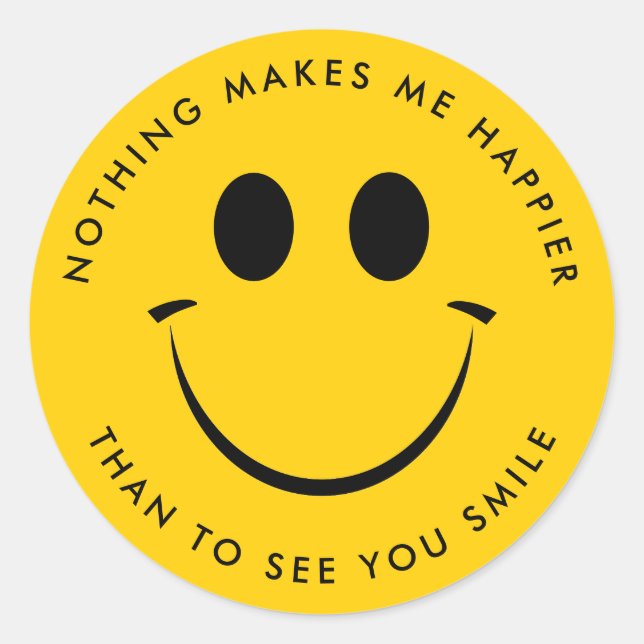Gold Happy Face Personalised Classic Round Sticker (Front)