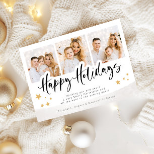 Gold Happy Holidays Photo Christmas Holiday Card