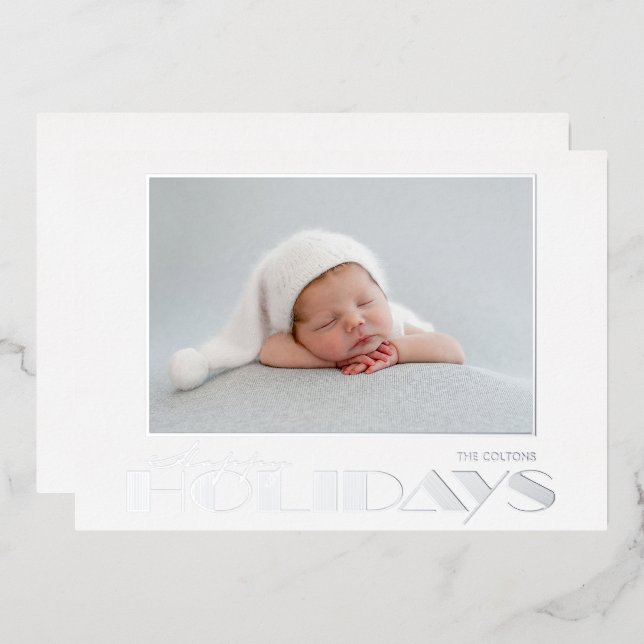 Gold Happy Holidays Photo Foil Holiday Card (Front/Back)