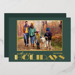 Gold Happy Holidays Photo Foil Holiday Card