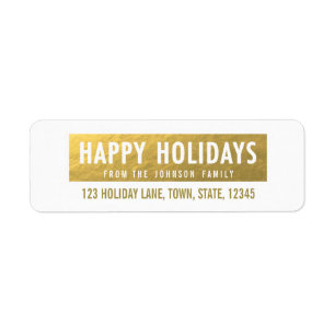 Gold Happy Holidays Return Address Label