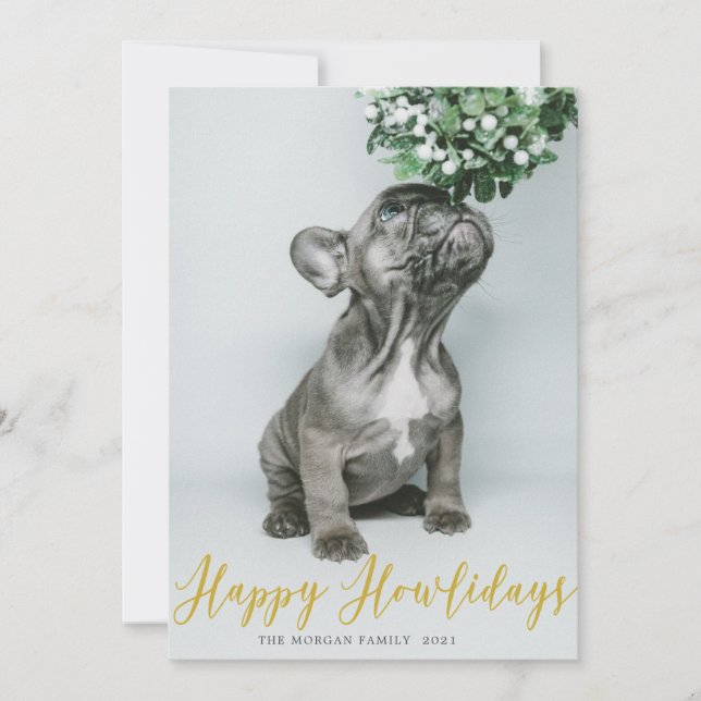 Gold Happy Howlidays ⎢ Photo Holiday Card (Front)